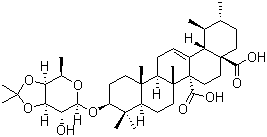 (3BETA)-3-[[6-去氧-3,4-O-(1-甲基亞乙基)-BETA-D-吡喃半乳糖基]氧基]烏蘇-12-烯-27,28-二酸結構式_182132-59-8結構式