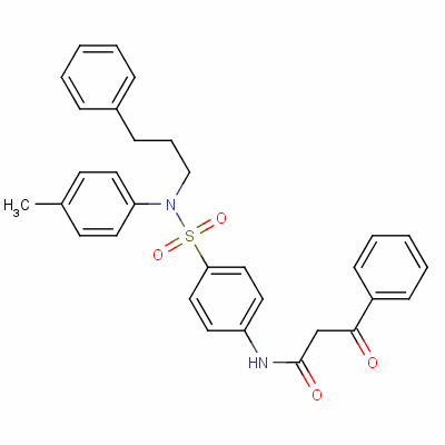 3-氧代-3-苯基-n-[4-[n-(3-苯基丙基)-n-(對甲苯)氨磺?；鵠苯基]丙酰胺結(jié)構(gòu)式_38219-91-9結(jié)構(gòu)式