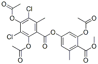 2,4-Bis(acetyloxy)-3,5-dichloro-6-methylbenzoic acid 3-(acetyloxy)-4-(methoxycarbonyl)-5-methylphenyl esterStructure,5859-24-5Structure 2,4-Bis(acetyloxy)-3,5-dichloro-6-methylbenzoic acid 3-(acetyloxy)-4-(methoxycarbonyl)-5-methylphenyl ester Structure,5859-24-5Structure