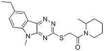 (9ci)-1-[[(8-乙基-5-甲基-5H-1,2,4-噻嗪并[5,6-b]吲哚-3-基)硫代]乙?；鵠-2-甲基-哌啶結(jié)構(gòu)式_603946-75-4結(jié)構(gòu)式