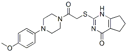 (9ci)-1-(4-甲氧基苯基)-4-[[(4,5,6,7-四氫-4-氧代-1H-環(huán)戊并嘧啶-2-基)硫代]乙?；鵠-哌嗪結(jié)構(gòu)式_604749-66-8結(jié)構(gòu)式