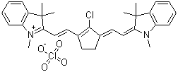 2-((E)-2-(2-氯-3-[(E)-2-(1,3,3-三甲基-1,3-二氫-2H-吲哚-2-亞基)乙亞基]-1-環(huán)戊烯-1-基)乙烯基)-1,3,3-三甲基-3H-吲哚高氯酸鹽結(jié)構(gòu)式_69415-30-1結(jié)構(gòu)式