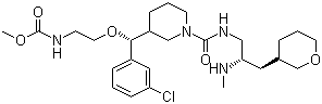 N-[2-[(R)-(3-氯苯基)[(3R)-1-[[[(2S)-2-(甲氨基)-3-[(3R)-四氫-2H-吡喃-3-基]丙基]氨基]羰基]-3-哌啶基]甲氧基]乙基]-氨基甲酸甲酯結(jié)構(gòu)式_942142-51-0結(jié)構(gòu)式