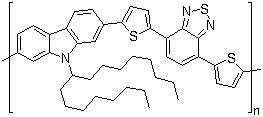 聚[[9-(1-辛基壬基)-9H-咔唑-2,7-二基]-2,5-噻吩二基-2,1,3-苯并噻二唑-4,7-二基-2,5-噻吩二基]結(jié)構式_958261-50-2結(jié)構式