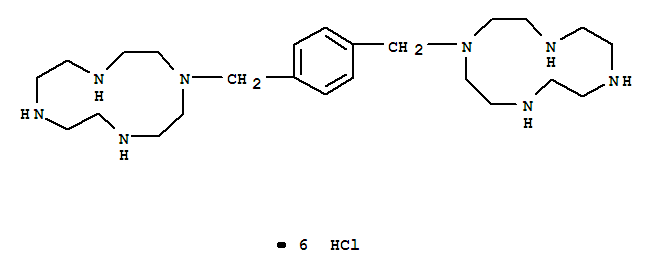 1,1-[1,4-亞苯基雙-(亞甲基)]-雙-(1,4,7,10-四氮雜環(huán)十二烷)八鹽酸鹽結(jié)構(gòu)式_393864-02-3結(jié)構(gòu)式