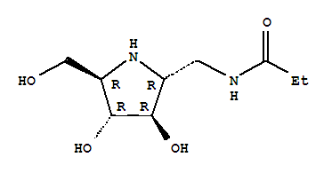 (9CI)-N-[[(2R,3R,4R,5R)-3,4-二羥基-5-(羥基甲基)-2-吡咯烷]甲基]-丙酰胺結構式_765308-94-9結構式