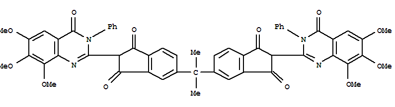 1H-indene-1,3(2h)-dione, 5,5-(1-methylethylidene)bis[2-(3,4-dihydro-6,7,8-trimethoxy-4-oxo-3-phenyl-2-quinazolinyl)-Structure,859220-71-6Structure 1H-indene-1,3(2h)-dione, 5,5-(1-methylethylidene)bis[2-(3,4-dihydro-6,7,8-trimethoxy-4-oxo-3-phenyl-2-quinazolinyl)- Structure,859220-71-6Structure