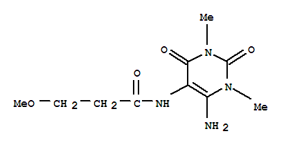 N-(6-氨基-1,2,3,4-四氫-1,3-二甲基-2,4-二氧代-5-嘧啶)-3-甲氧基-丙酰胺結構式_90749-77-2結構式
