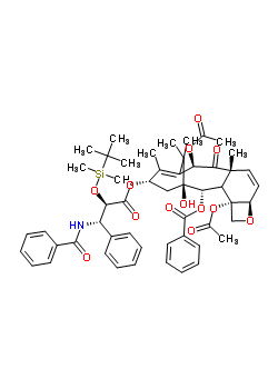 (2alpha,3xi,5beta,10beta,13alpha)-4,10-二乙酰氧基-13-{[(2R,3S)-3-(苯甲?；被?-2-{[二甲基(2-甲基-2-丙基)硅烷基]氧基}-3-苯基丙?；鵠氧基}-1-羥基-9-氧代-5,20-環(huán)氧紫杉-6,11-二烯-2-基苯甲酸酯結(jié)構(gòu)式_165065-02-1結(jié)構(gòu)式