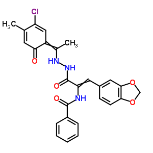 3-(1,3-苯并二氧雜環(huán)戊烯-5-基)-2-(苯甲?；被?-2-丙酸 2-[1-(5-氯-2-羥基-4-甲基苯基)亞乙基]肼結(jié)構(gòu)式_17178-89-1結(jié)構(gòu)式
