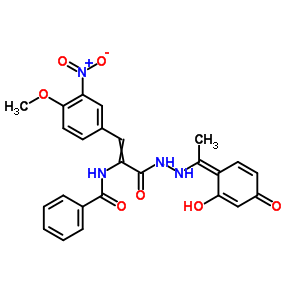 2-(苯甲?；被?-3-(4-甲氧基-3-硝基苯基)-2-丙酸-2-[1-(2,4-二羥基苯基)亞乙基]肼結(jié)構(gòu)式_17180-32-4結(jié)構(gòu)式