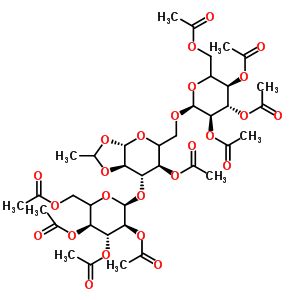 (5Xi)-2,3,4,6-四-O-乙酰基-alpha-D-木糖基-己糖吡喃糖苷-(1->6)-[(5Xi)-2,3,4,6-四-O-乙?；?alpha-L-木糖基-己糖吡喃糖苷-(1->3)]-(5Xi)-4-O-乙酰基-1,2-O-亞乙基-beta-D-木糖基-吡喃己糖結(jié)構(gòu)式_230953-17-0結(jié)構(gòu)式