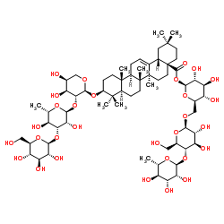 3-O-d-glucopyranosyl( 1→3)-l-rhamnopyranosyl(1→2)-l-arabinopyranosyl oleanolic acid ╟ 28-o-rhamnopyranosyl(1→4)glucopyranosyl(1→6)glucopyranosideStructure,261767-91-3Structure 3-O-d-glucopyranosyl( 1→3)-l-rhamnopyranosyl(1→2)-l-arabinopyranosyl oleanolic acid ╟ 28-o-rhamnopyranosyl(1→4)glucopyranosyl(1→6)glucopyranoside Structure,261767-91-3Structure