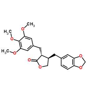 (-)-反式-3-(3,4-亞甲基二氧基芐基)-2-(3,4,5-三甲氧基芐基)丁內(nèi)酯結構式_40456-50-6結構式
