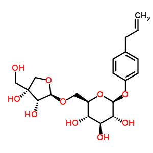 4-(2-丙烯基)苯基 6-O-D-芹菜-beta-D-呋喃糖基-beta-D-吡喃葡萄糖苷結(jié)構(gòu)式_499-33-2結(jié)構(gòu)式