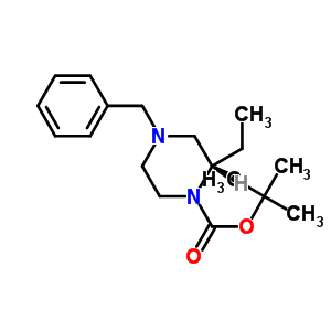 1-N-Boc-4-N-芐基-2-乙基哌嗪結(jié)構(gòu)式_502482-44-2結(jié)構(gòu)式