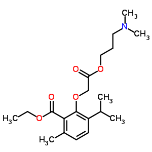 3-Isopropyl-6-methyl-2-(3-dimethylaminopropyloxycarbonylmethoxy)benzoic acid ethyl esterStructure,53251-82-4Structure 3-Isopropyl-6-methyl-2-(3-dimethylaminopropyloxycarbonylmethoxy)benzoic acid ethyl ester Structure,53251-82-4Structure