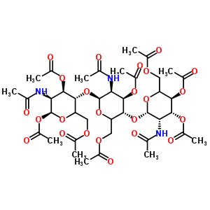 O-3,4,6-三-O-乙?；?2-(乙酰氨基)-2-脫氧-beta-D-吡喃葡萄糖基-(1-4)-O-3,6-二-O-乙?；?2-(乙酰氨基)-2-脫氧-beta-D-吡喃葡萄糖基-(1-4)-2-(乙酰氨基)-2-脫氧-1,3,6-三乙酸酯-alpha-D-吡喃葡萄糖結(jié)構(gòu)式_53942-45-3結(jié)構(gòu)式