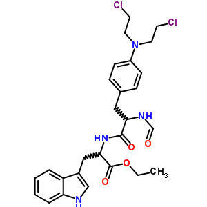 Ethyl 2-[[3-[4-[bis(2-chloroethyl)amino]phenyl]-2-formamido-propanoyl]amino]-3-(1h-indol-3-yl)propanoate Structure,7409-38-3Structure